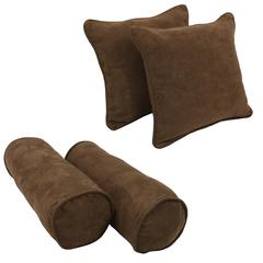 Double-corded Solid Microsuede Throw Pillows with Inserts (Set of 4)  9818-CD-S4-MS-CH