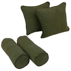 Double-corded Solid Microsuede Throw Pillows with Inserts (Set of 4)  9818-CD-S4-MS-HG