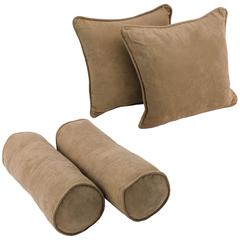 Double-corded Solid Microsuede Throw Pillows with Inserts (Set of 4)  9818-CD-S4-MS-JV