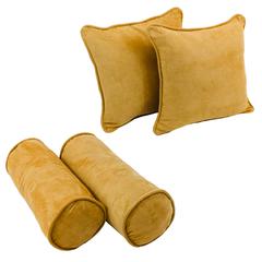 Double-corded Solid Microsuede Throw Pillows with Inserts (Set of 4)  9818-CD-S4-MS-LM