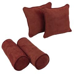 Double-corded Solid Microsuede Throw Pillows with Inserts (Set of 4)  9818-CD-S4-MS-RW