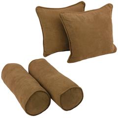 Double-corded Solid Microsuede Throw Pillows with Inserts (Set of 4)  9818-CD-S4-MS-SB
