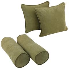 Double-corded Solid Microsuede Throw Pillows with Inserts (Set of 4)  9818-CD-S4-MS-SG