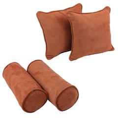 Double-corded Solid Microsuede Throw Pillows with Inserts (Set of 4)  9818-CD-S4-MS-SP
