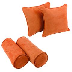 Double-corded Solid Microsuede Throw Pillows with Inserts (Set of 4)  9818-CD-S4-MS-TD