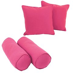 Double-corded Solid Twill Throw Pillows with Inserts (Set of 4)