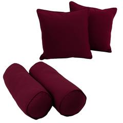 Double-corded Solid Twill Throw Pillows with Inserts (Set of 4) Burgundy