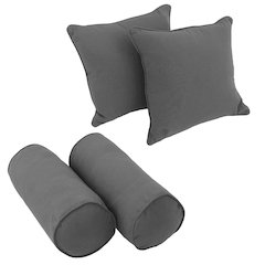 Double-corded Solid Twill Throw Pillows with Inserts (Set of 4)