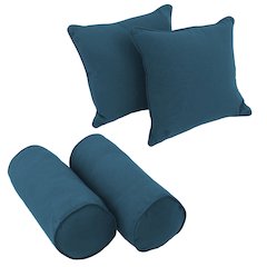 Double-corded Solid Twill Throw Pillows with Inserts (Set of 4)
