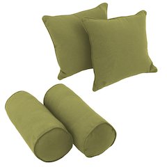 Double-corded Solid Twill Throw Pillows with Inserts (Set of 4)