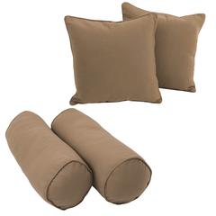 Double-corded Solid Twill Throw Pillows with Inserts (Set of 4), Toffee