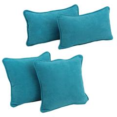 Double-corded Solid Microsuede Throw Pillows with Inserts (Set of 4)  9819-CD-S4-MS-AB