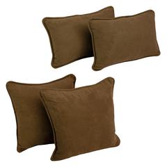 Double-corded Solid Microsuede Throw Pillows with Inserts (Set of 4)  9819-CD-S4-MS-CH