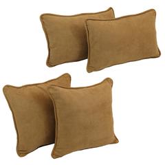Double-corded Solid Microsuede Throw Pillows with Inserts (Set of 4)  9819-CD-S4-MS-CM