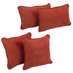 Double-corded Solid Microsuede Throw Pillows with Inserts (Set of 4)  9819-CD-S4-MS-CR