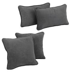 Double-corded Solid Microsuede Throw Pillows with Inserts (Set of 4)  9819-CD-S4-MS-GY