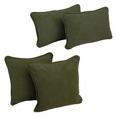 Double-corded Solid Microsuede Throw Pillows with Inserts (Set of 4)  9819-CD-S4-MS-HG
