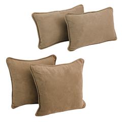 Double-corded Solid Microsuede Throw Pillows with Inserts (Set of 4)  9819-CD-S4-MS-JV
