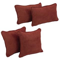 Double-corded Solid Microsuede Throw Pillows with Inserts (Set of 4)  9819-CD-S4-MS-RW