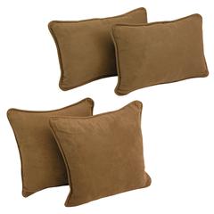 Double-corded Solid Microsuede Throw Pillows with Inserts (Set of 4)  9819-CD-S4-MS-SB