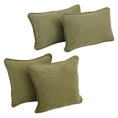 Double-corded Solid Microsuede Throw Pillows with Inserts (Set of 4)  9819-CD-S4-MS-SG