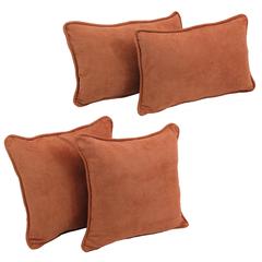 Double-corded Solid Microsuede Throw Pillows with Inserts (Set of 4)  9819-CD-S4-MS-SP