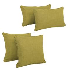 Double-corded Solid Outdoor Spun Polyester Throw Pillows with Inserts (Set of 4), Avocado