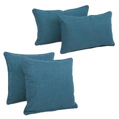 Double-corded Solid Outdoor Spun Polyester Throw Pillows with Inserts (Set of 4)  9819-CD-S4-REO-SOL-16