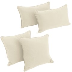 Double-corded Solid Twill Throw Pillows with Inserts (Set of 4)
