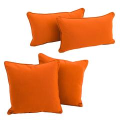 Double-corded Solid Twill Throw Pillows with Inserts (Set of 4)