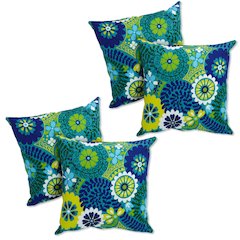 17-inch Square Solid Polyester Outdoor Throw Pillows (Set of 4)