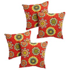 17-inch Square Solid Polyester Outdoor Throw Pillows (Set of 4)