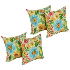 17-inch Square Pattern Polyester Outdoor Throw Pillows (Set of 4) 9910-S4-REO-60