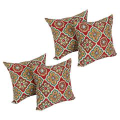 17-inch Square Pattern Polyester Outdoor Throw Pillows (Set of 4) 9910-S4-REO-63