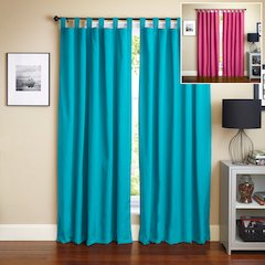 108-inch by 52-inch Two-Tone Twill Reversible Drapery Panels (Set of 2)