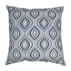 Blazing Needles 20-inch Indian Blue Palette Ogee Hand-embroidered Throw Pillow