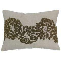 Blazing Needles 18-inch by 13-inch Floral Pattern Beaded Chambrey Throw Pillow