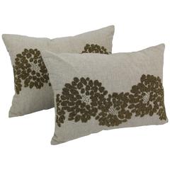 Blazing Needles 18-inch by 13-inch Floral Pattern Beaded Chambrey Throw Pillows (Set of 2)