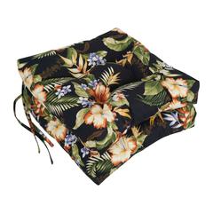 16-inch Spun Polyester Patterned Outdoor Square Tufted Chair Cushion