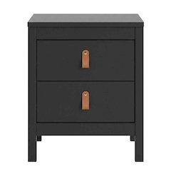 Stylish Black Matte Nightstand with Two Drawers for Modern Bedrooms