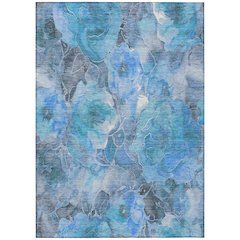 Machine Washable Indoor/Outdoor Chantille Blue 3' x 5' Rug