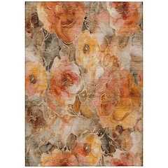 Machine Washable Indoor/Outdoor Chantille Orange 3' x 5' Rug