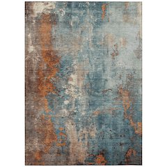 Machine Washable Indoor/Outdoor Chantille Teal 3' x 5' Rug