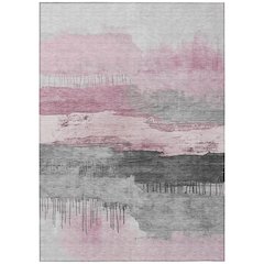 Machine Washable Indoor/Outdoor Chantille Pink 3' x 5' Rug