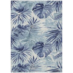Machine Washable Indoor/Outdoor Chantille Blue 3' x 5' Rug