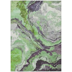 Machine Washable Indoor/Outdoor Chantille Green 3' x 5' Rug