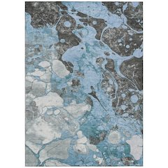 Machine Washable Indoor/Outdoor Chantille Blue 3' x 5' Rug