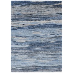 Machine Washable Indoor/Outdoor Chantille Blue 3' x 5' Rug
