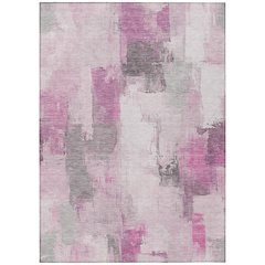 Machine Washable Indoor/Outdoor Chantille Pink 3' x 5' Rug