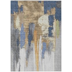 Machine Washable Indoor/Outdoor Chantille Navy 3' x 5' Rug
